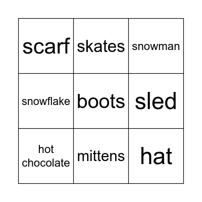 Winter words Bingo Card
