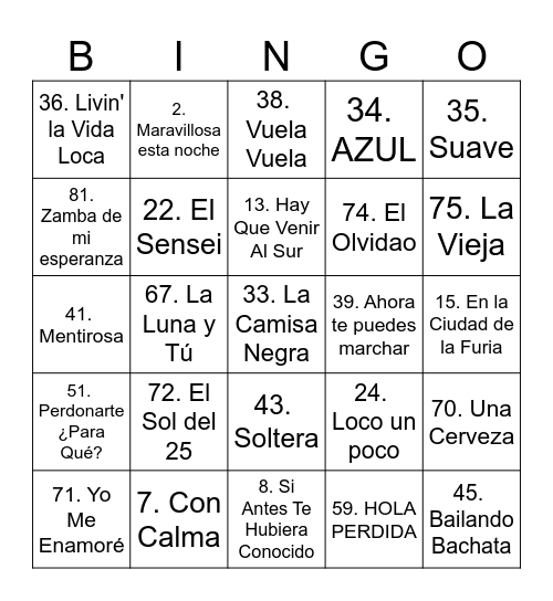 Bingo musical🎵 🎸 🎺 🎻 🎹 🎷 Bingo Card