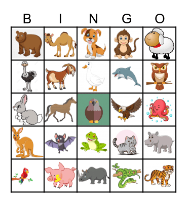 Animal Bingo Card