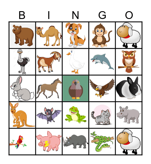 Animal Bingo Card