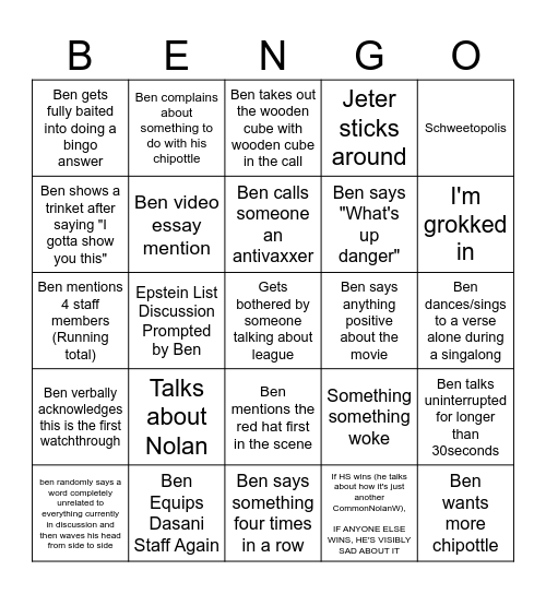 Bengo 2 Bingo Card