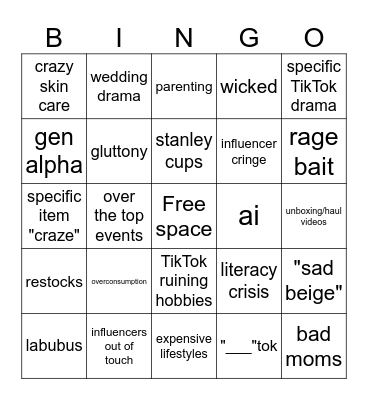 copy paste commentary channels Bingo Card