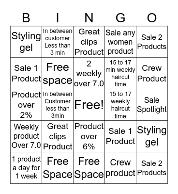 Product Bingo!!! Bingo Card
