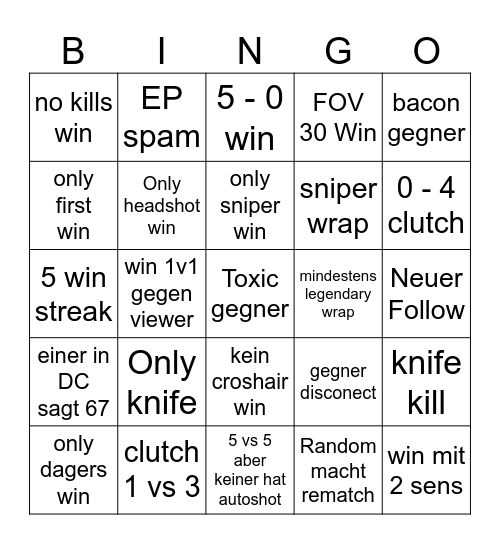 Rivals BIngo Card
