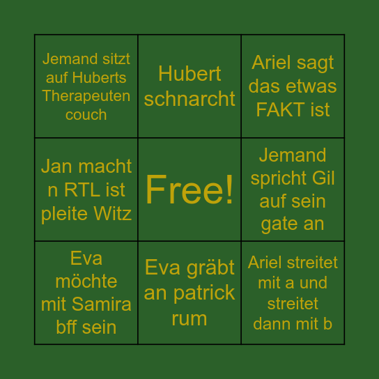 TAG 10 IM DSCHUNGEL Bingo Card