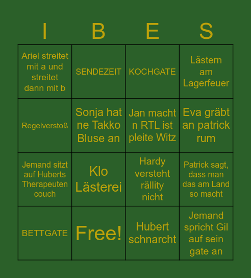 TAG 10 IM DSCHUNGEL Bingo Card