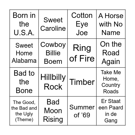 Cowboys en Indianen Bingo Card