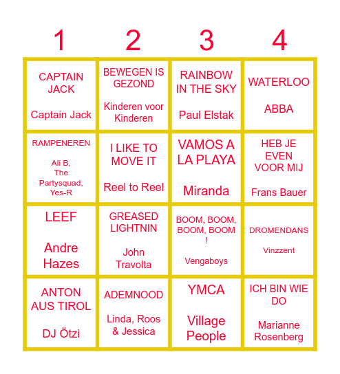 FOUTE MUZIEK BINGO Card