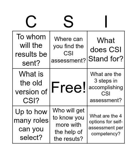 UDRIVE Step 2 Bingo Card