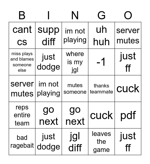 Giga Bingo Card