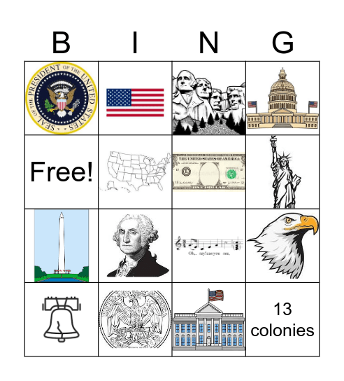 American Symbols Bingo Card