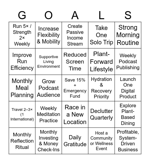 2026 Vision Bingo Card