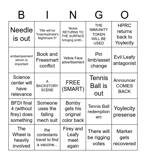 BFDIA 24 BINGO Card