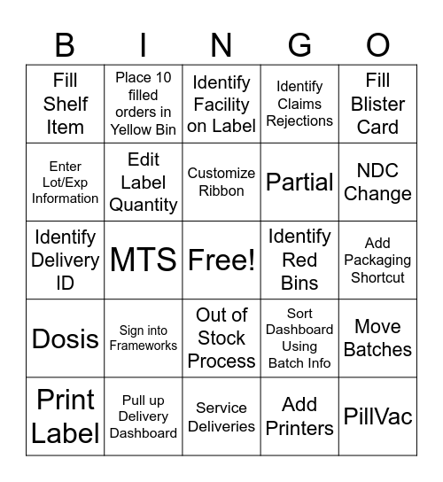 Production Bingo Card