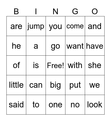 Kindergarten Benchmark Phonics HFWs Bingo Card