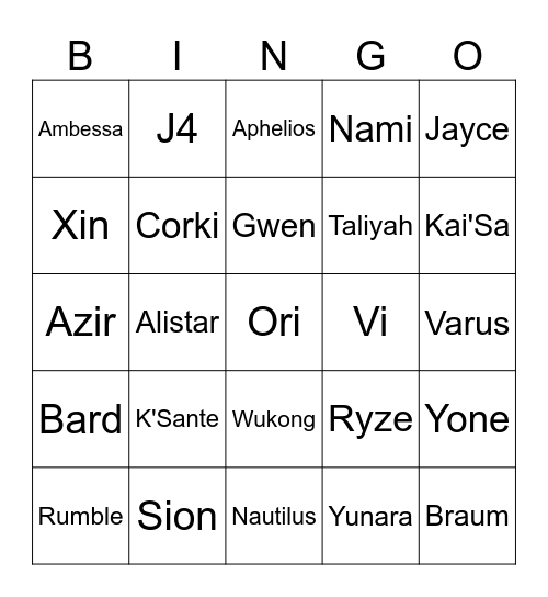 LEC Tag 8 Bingo Card