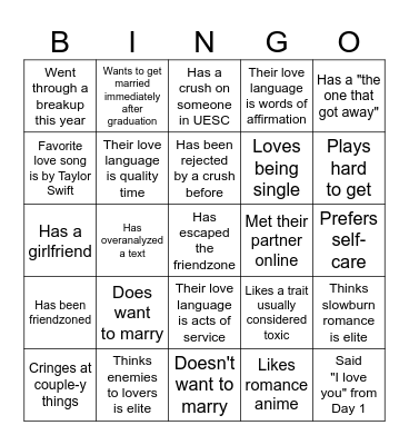 💖Love Bingo💖 Bingo Card