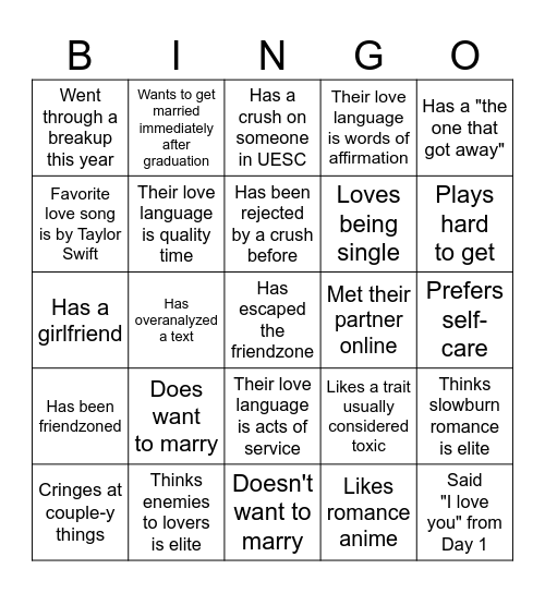 💖Love Bingo💖 Bingo Card