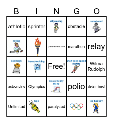 Winter Olympics Bingo Card