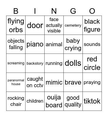 scary videos bingo Card