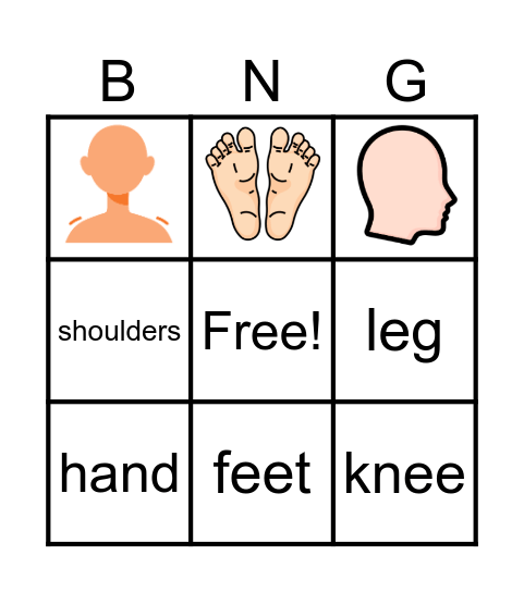 Body Parts Bingo Card