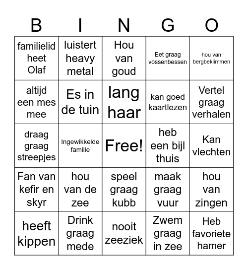 Viking bingo Card