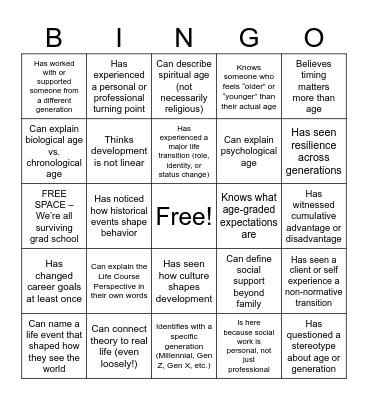 HSBE II WELCOME Bingo Card