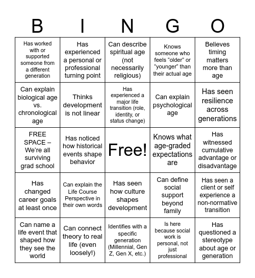 HSBE II WELCOME Bingo Card