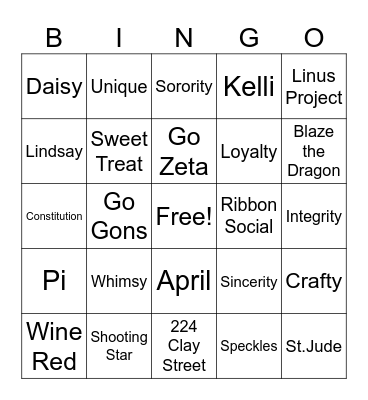 Zeta Bingo Card