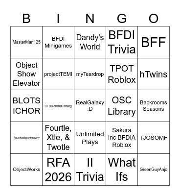 My Discord Servers Bingo Card