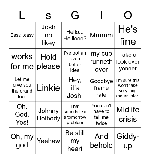 Let's Game it Out Bingo Card