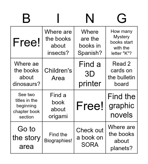 Library Lovers Month Bingo Card