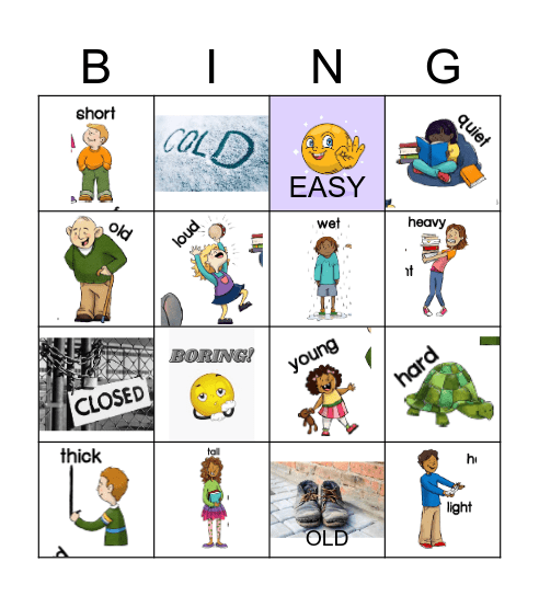 Opposite Adjectives Bingo Card
