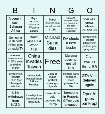 2026 Office Bingo Card