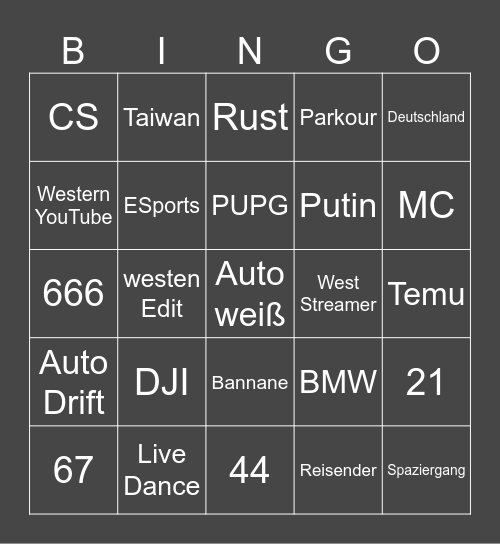 Douyin Bingo Card