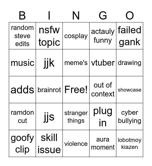 PSA Bingo Card