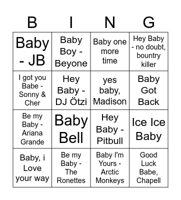 Oh Baby Bingo Card