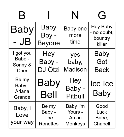 Oh Baby Bingo Card