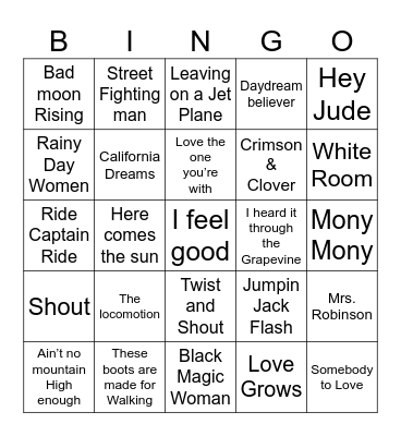 1960s -1 Bingo Card
