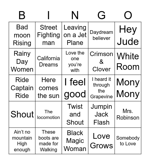 1960s -1 Bingo Card