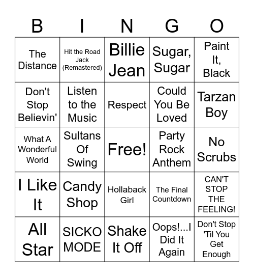 Music Bingo Card