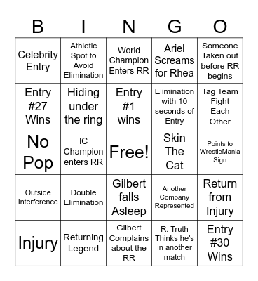 RR Bingo Card