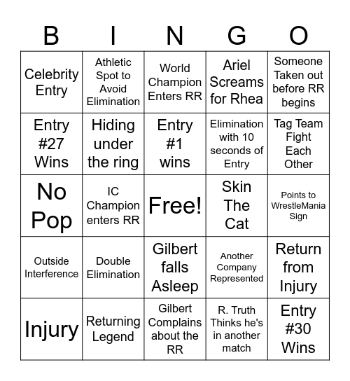 RR Bingo Card