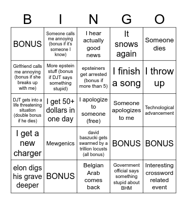 February Bingo Card