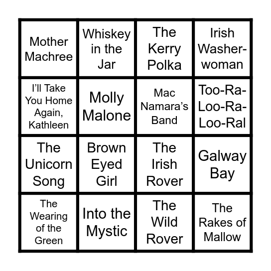 St. Patrick’s Day Bingo Card