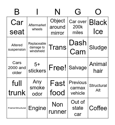 VCA Bingo Card
