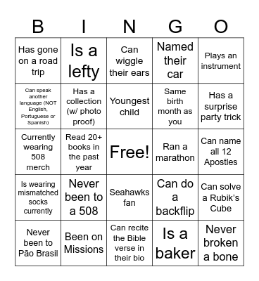HOODS BINGO Card
