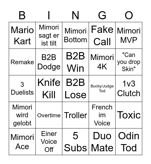Weylowänt Bingo Card