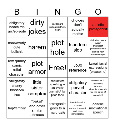 Anime troupes garbage Bingo Card