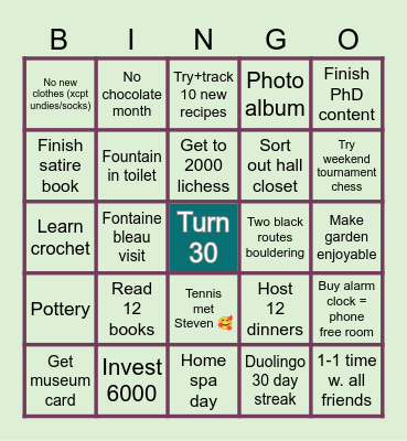 2026 resolutions Bingo Card